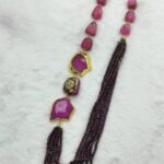 Crystals with Agate and Tanjore art on real ruby necklace