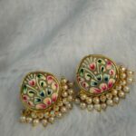 Tanjore Art on Agate Stone Earrings