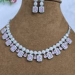 American Diamond & Rose Quartz Necklace Set for Women