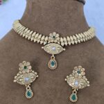 Emerald Stone Studded Indian Necklace Set for Women