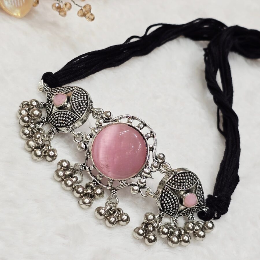 Pink Oxidized Necklace
