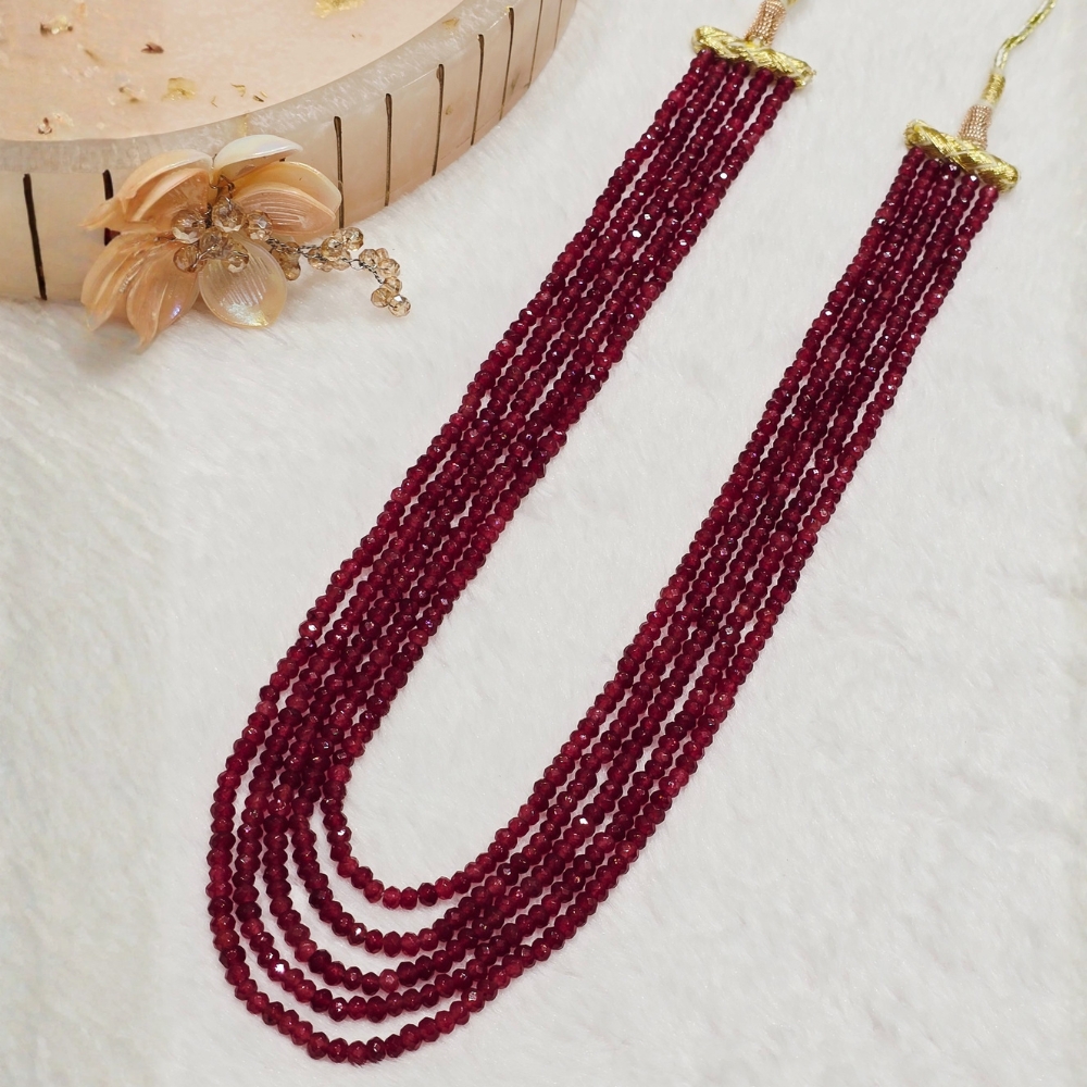 1-24.jpg Dark Red Beaded Necklace - Image 1