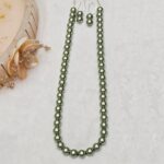 Metallic Green Pearl Necklace - Image 3