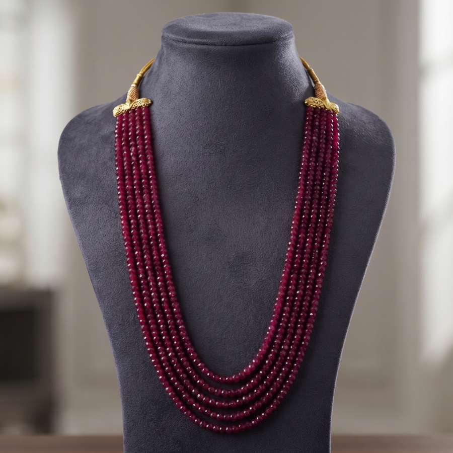 Ruby Beaded Necklace – Ethnic Indian Bridal Statement Jewelry