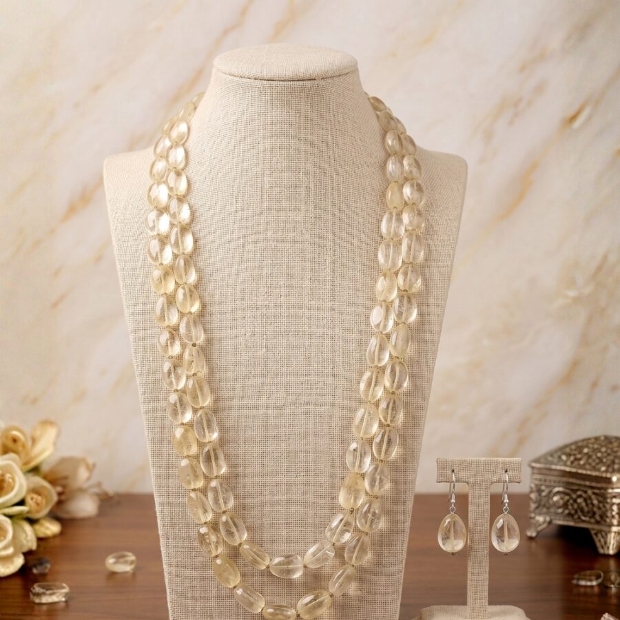 Real Lemon Quartz Stone Necklace
