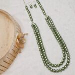 Metallic Green Pearl Necklace - Image 2