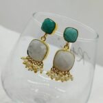 Amazonite and Real Crytals Earrings