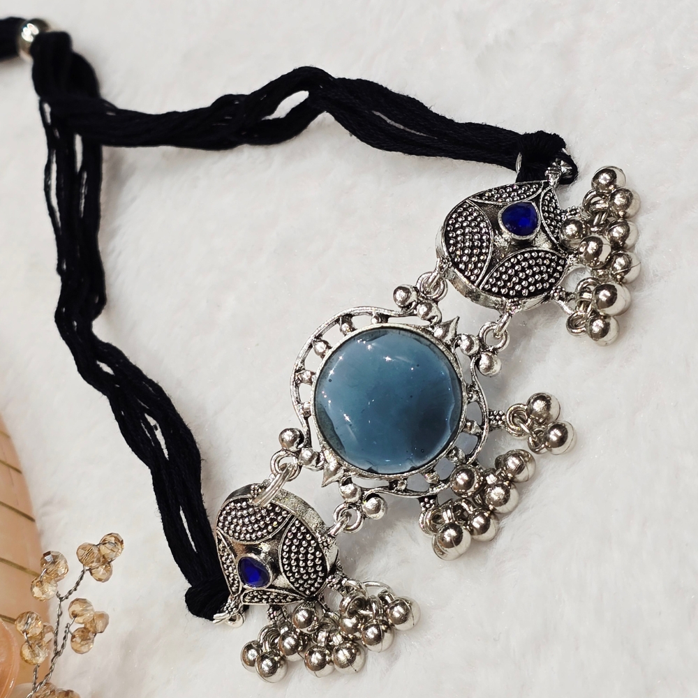 3-87.jpg Blue Yellow Oxidized Necklace - Image 1