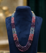 Multi Gemstone 3-Strand Tumbled Bead Necklace – Aqua, Pink & Purple