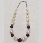 Fresh Water Barooka Pearl Necklace with Swaroski and Ruby - Image 4