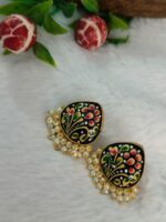 Tanjore Art on Agate Stone Earrings