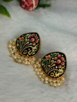 Tanjore Art on Agate Stone Earrings - Image 4