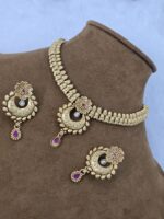 Gold Plated Stone Studded Necklace Set for Women - Image 2