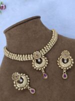 Gold Plated Stone Studded Necklace Set for Women